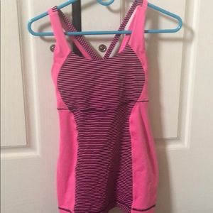 Pink lululemon tank top with built in bra